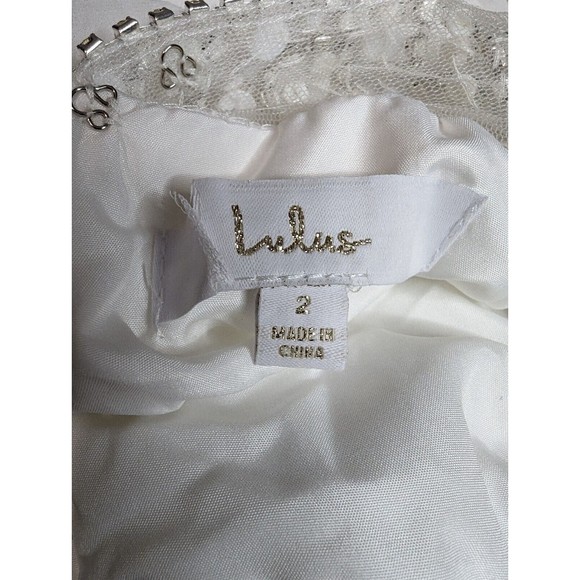 NWOT Size 2 Lulus white beaded rhinestone maxi dress. L570 - Picture 8 of 10